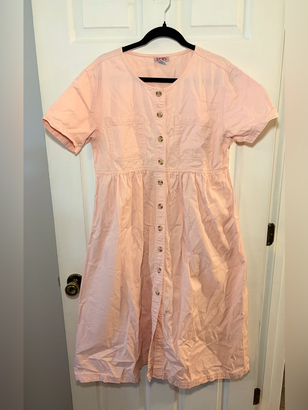 Vintage Button-Front Pink Dress